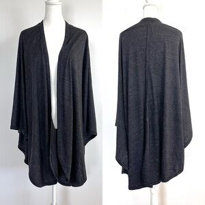 Daftbird soft stretchy knit jersey dark gray one size Lagenlook poncho shawl